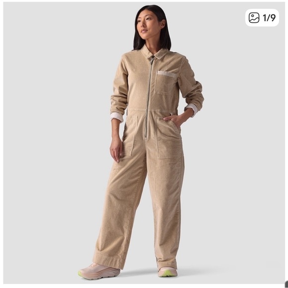 stoic Pants - Stoic Corduroy Wide Leg Utility Jumpsuit